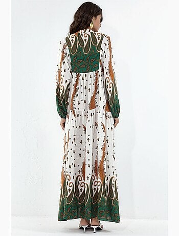 Robe longue imprimée à col en v bdart