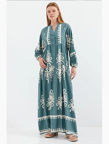 Robe longue imprimée à col en v bdart
