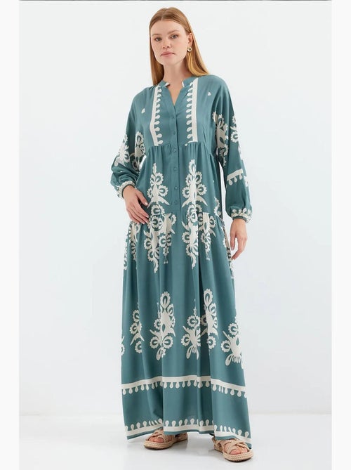 Robe longue imprimée à col en v bdart - Kiabi Robe longue imprimée à col en v bdart - Kiabi