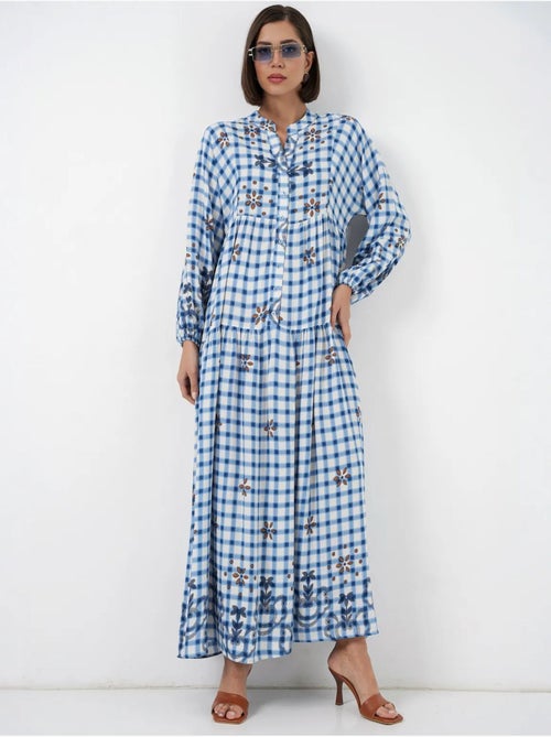 Robe longue imprimée à col en v bdart - Kiabi
