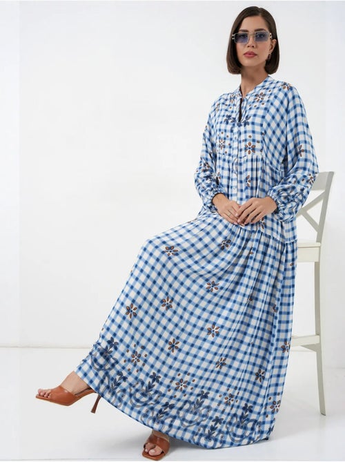 Robe longue imprimée à col en v bdart - Kiabi