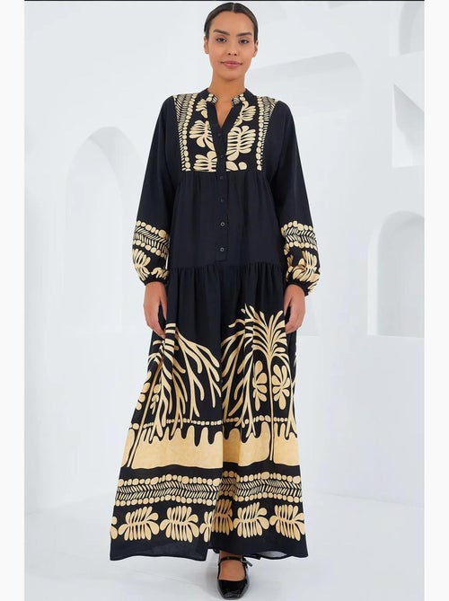 Robe longue imprimée à col en v bdart - Kiabi Robe longue imprimée à col en v bdart - Kiabi
