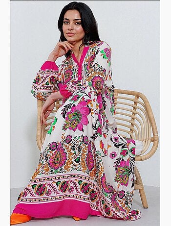 Robe longue imprimée à col en v bdart