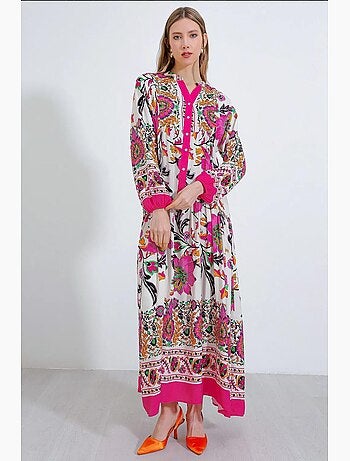 Robe longue imprimée à col en v bdart