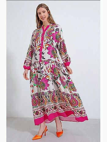 Robe longue imprimée à col en v bdart