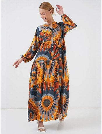 Robe longue imprimée à col en v bdart