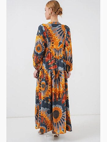 Robe longue imprimée à col en v bdart