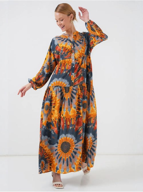 Robe longue imprimée à col en v bdart - Kiabi