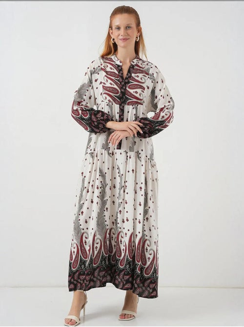 Robe longue imprimée à col en v bdart - Kiabi