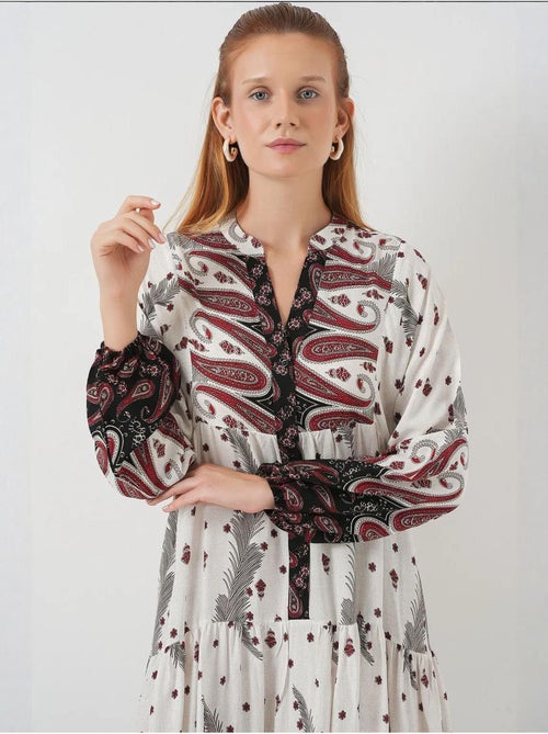 Robe longue imprimée à col en v bdart - Kiabi