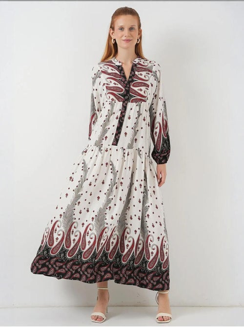 Robe longue imprimée à col en v bdart - Kiabi