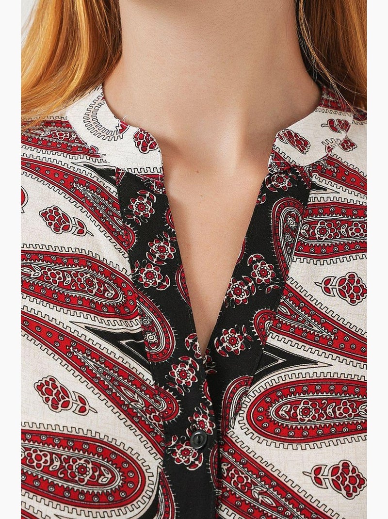 Robe longue imprimée à col en v bdart Ecru - Kiabi