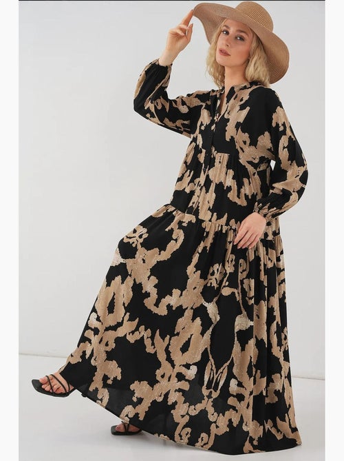 Robe longue imprimée à col en v bdart - Kiabi Robe longue imprimée à col en v bdart - Kiabi