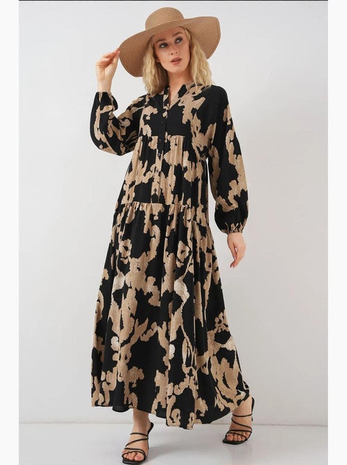 Robe longue imprimée à col en v bdart - Kiabi Robe longue imprimée à col en v bdart - Kiabi