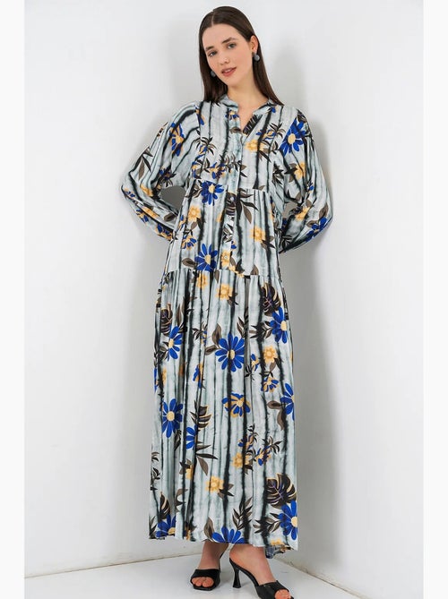 Robe longue imprimée à col en v bdart - Kiabi Robe longue imprimée à col en v bdart - Kiabi