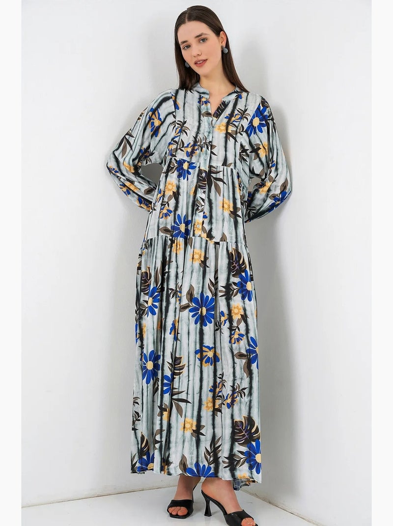 Robe longue imprimée à col en v bdart Gris clair - Kiabi