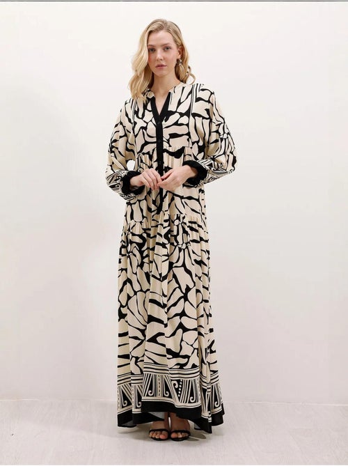 Robe longue imprimée à col en v bdart - Kiabi Robe longue imprimée à col en v bdart - Kiabi