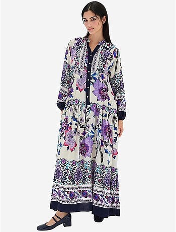 Robe longue imprimée à col en v bdart