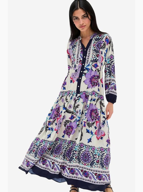 Robe longue imprimée à col en v bdart - Kiabi