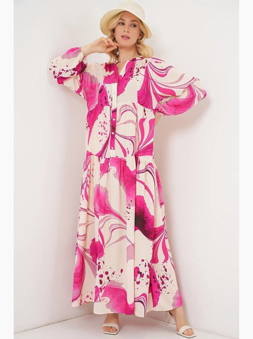 Robe longue imprimée à col en v bdart - Kiabi