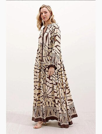 Robe longue imprimée à col en v bdart
