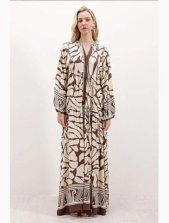 Robe longue imprimée à col en v bdart