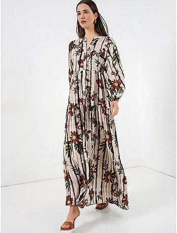 Robe longue imprimée à col en v bdart