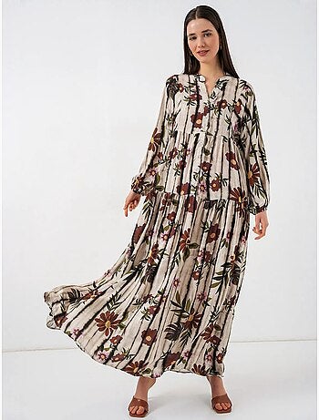 Robe longue imprimée à col en v bdart