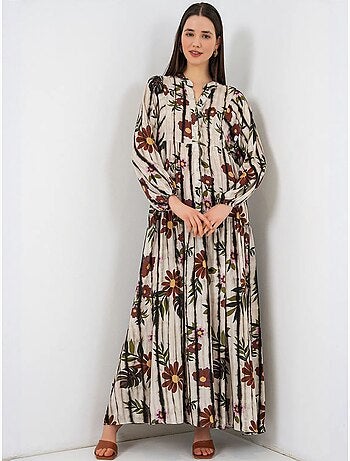 Robe longue imprimée à col en v bdart