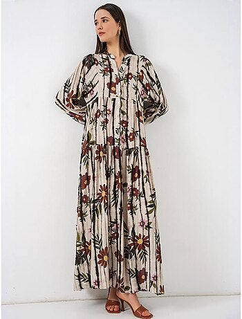 Robe longue imprimée à col en v bdart