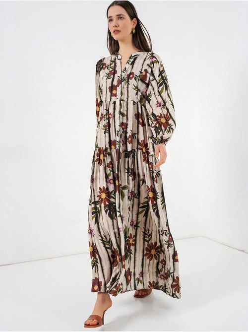Robe longue imprimée à col en v bdart - Kiabi Robe longue imprimée à col en v bdart - Kiabi