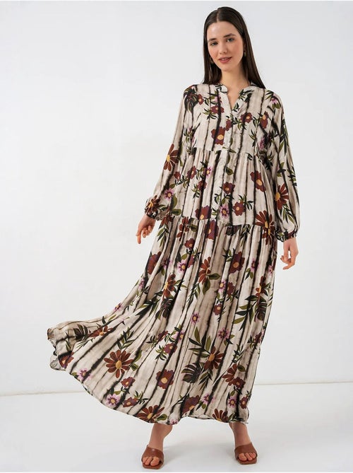 Robe longue imprimée à col en v bdart - Kiabi Robe longue imprimée à col en v bdart - Kiabi