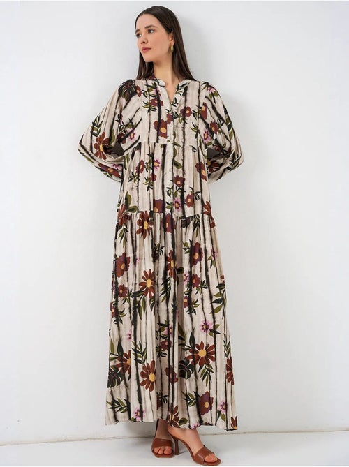 Robe longue imprimée à col en v bdart - Kiabi Robe longue imprimée à col en v bdart - Kiabi