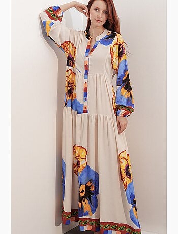Robe longue imprimée à col en v bdart