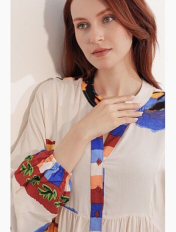 Robe longue imprimée à col en v bdart