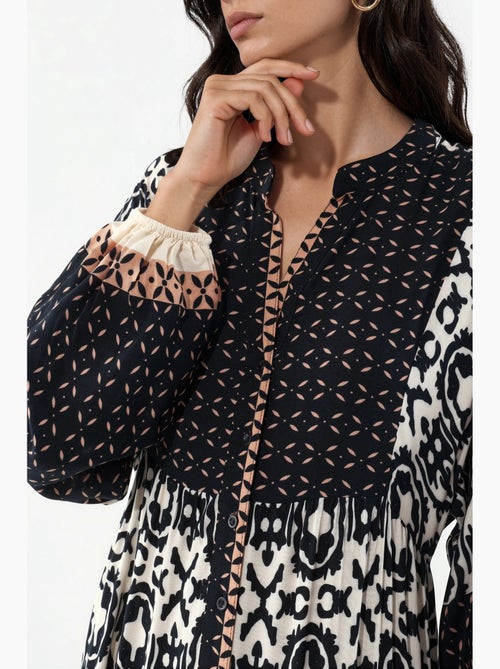 Robe longue imprimée à col en v bdart - Kiabi