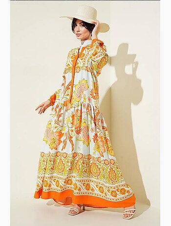 Robe longue imprimée à col en v bdart