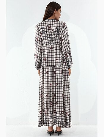 Robe longue imprimée à col en v bdart