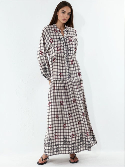 Robe longue imprimée à col en v bdart - Kiabi