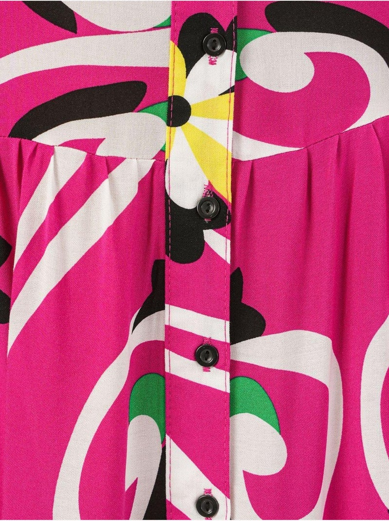 Robe longue imprimée à col en v bdart Rose fushia - Kiabi