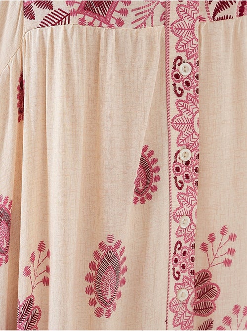 Robe longue imprimée à col en v bdart - Kiabi