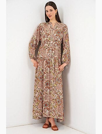 Robe longue imprimée à col en v bdart