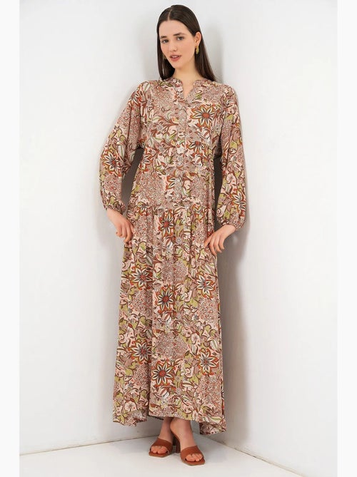 Robe longue imprimée à col en v bdart - Kiabi Robe longue imprimée à col en v bdart - Kiabi