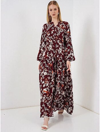 Robe longue imprimée à col en v bdart