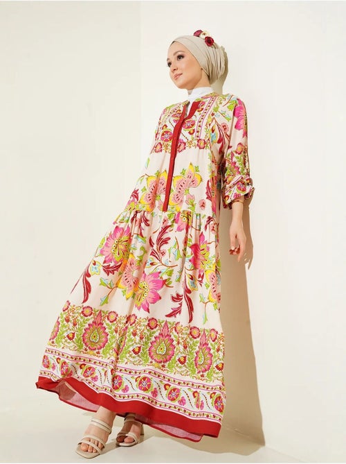 Robe longue imprimée à col en v bdart - Kiabi