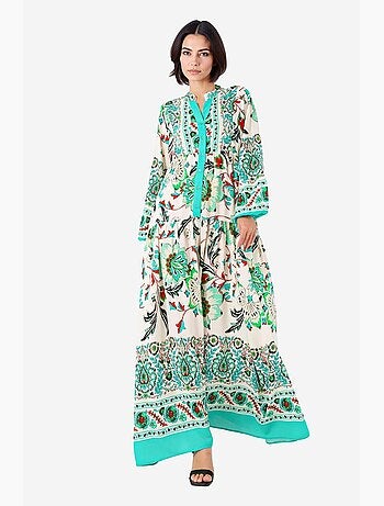 Robe longue imprimée à col en v bdart