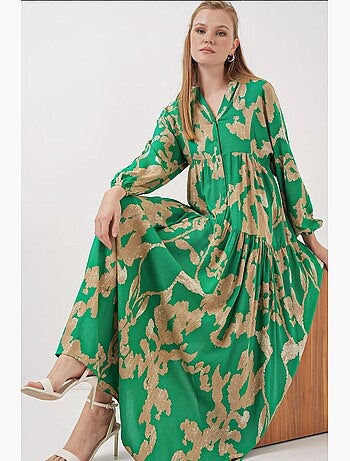 Robe longue imprimée à col en v bdart