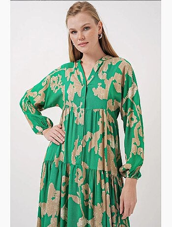 Robe longue imprimée à col en v bdart