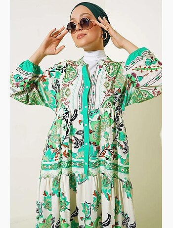 Robe longue imprimée à col en v bdart
