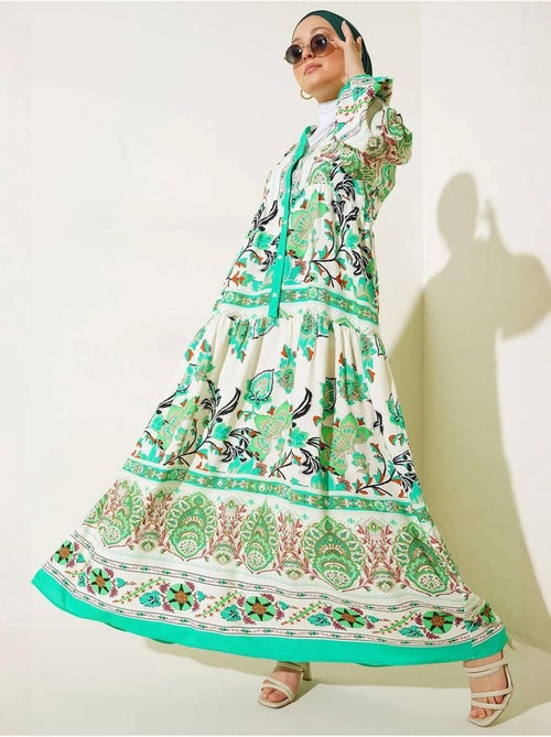 Robe longue imprimée à col en v bdart - Kiabi